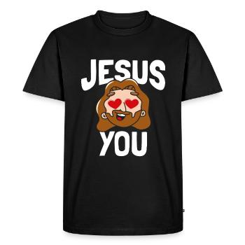 Jésus vous aime - T-shirt Premium bio Homme - noir - Devant - Nico (187cm)