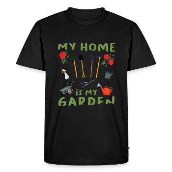 Jardinier jardinier jardinage - Ma maison est mon jardin - T-shirt Premium bio Homme - noir - Devant - Nico (187cm)