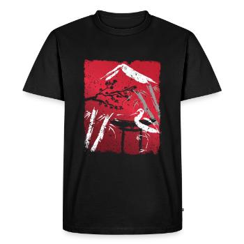 Japon Vintage Paysage Japonais Streetwear - T-shirt Premium bio Homme - noir - Devant - Nico (187cm)