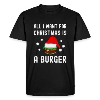 I want a burger for christmas-fun Xmas BBQ design - Men's Premium Organic T-Shirt - black - Front - Nico (187cm)