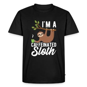 Je suis un paresseux caféiné - T-shirt Premium bio Homme - noir - Devant - Nico (187cm)