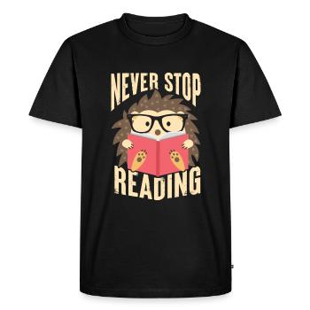 N’arrêtez jamais de lire T-shirt - T-shirt Premium bio Homme - noir - Devant - Nico (187cm)