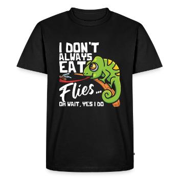 I Don't Always Eat Flies, Chameleon T-Shirt - Men's Premium Organic T-Shirt - black - Front - Nico (187cm)