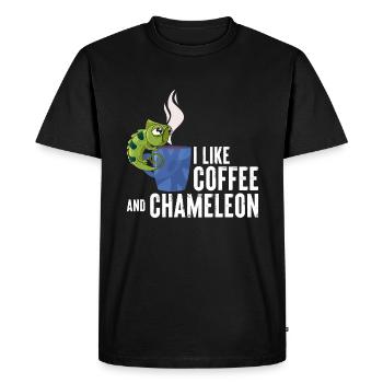 I Like Coffee and Chameleon T-Shirt - Men's Premium Organic T-Shirt - black - Front - Nico (187cm)