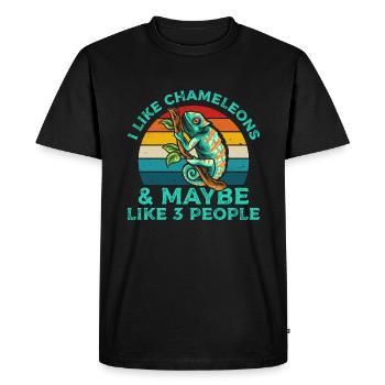 I Like Chameleons Retro T-Shirt - Men's Premium Organic T-Shirt - black - Front - Nico (187cm)