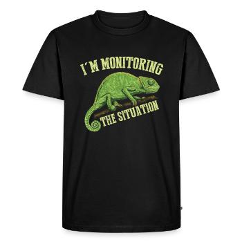 J’ai surveillé la situation, T-shirt caméléon - T-shirt Premium bio Homme - noir - Devant - Nico (187cm)