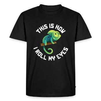 So I Roll My Eyes, Chemeleon T-Shirt - Men's Premium Organic T-Shirt - black - Front - Nico (187cm)