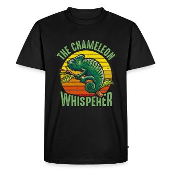 The Chameleon Whisperer, Chameleon Retro T-Shirt - Men's Premium Organic T-Shirt - black - Front - Nico (187cm)