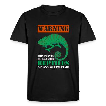 Warning: This person may be talking about reptiles - Men's Premium Organic T-Shirt - black - Front - Nico (187cm)