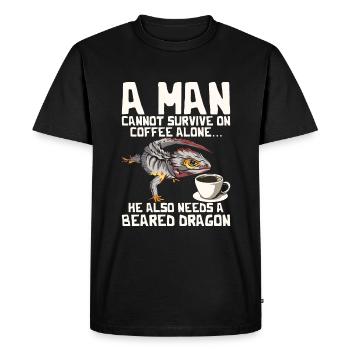 A man can't survive on coffee alone - Men's Premium Organic T-Shirt - black - Front - Nico (187cm)