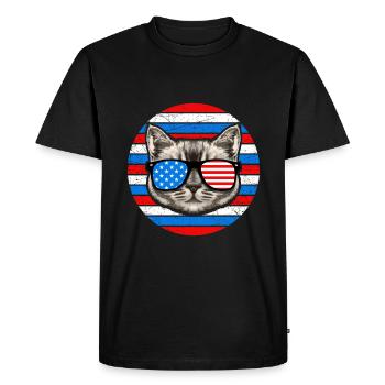 Happy cat from July - Men's Premium Organic T-Shirt - black - Front - Nico (187cm)