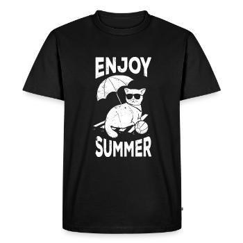 Profitez de l’été - T-shirt Premium bio Homme - noir - Devant - Nico (187cm)
