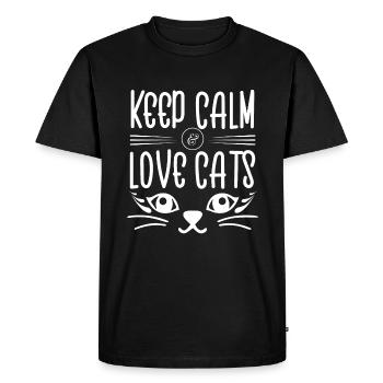 Keep calm and love cats - Men's Premium Organic T-Shirt - black - Front - Nico (187cm)