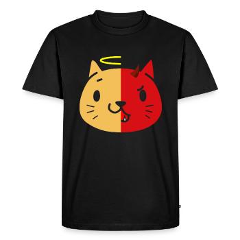 Two Face Cat and Devil T-Shirt - Men's Premium Organic T-Shirt - black - Front - Nico (187cm)