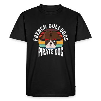 French Bulldogs Pirate Dog Vintage - Men's Premium Organic T-Shirt - black - Front - Nico (187cm)