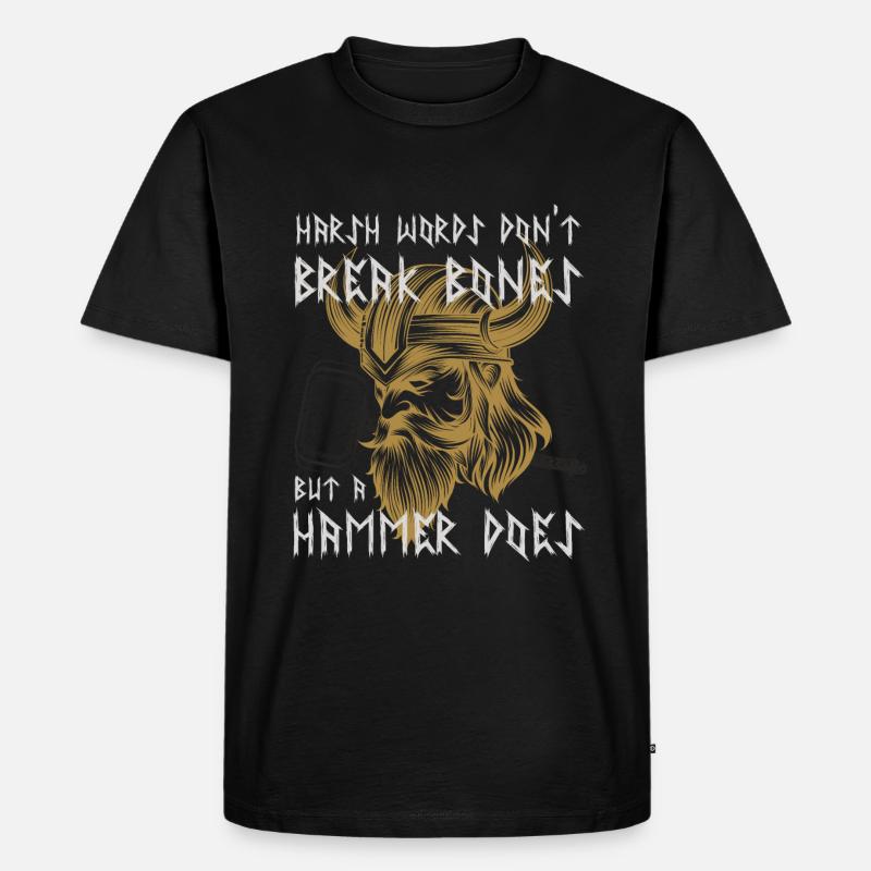 Wikinger Krieger lustiger Spruch - Männer Premium Bio T-Shirt - Schwarz