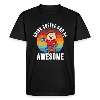 Buvez du café et soyez génial - T-shirt Premium bio Homme - noir - Devant - Nico (187cm)