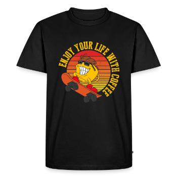 Profitez de votre vie avec le café - T-shirt Premium bio Homme - noir - Devant - Nico (187cm)