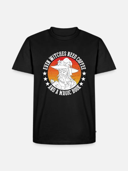 Even witches need coffee - Men's Premium Organic T-Shirt - black