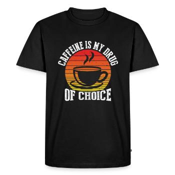 La caféine est ma drogue de prédilection - T-shirt Premium bio Homme - noir - Devant - Nico (187cm)