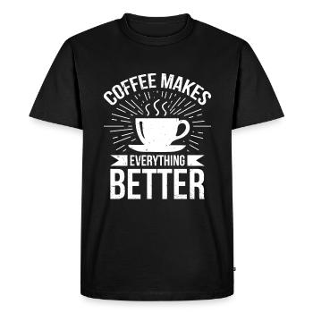Le café rend tout meilleur - T-shirt Premium bio Homme - noir - Devant - Nico (187cm)