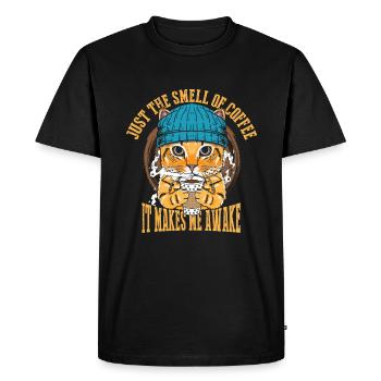 Just the smell of coffee - Men's Premium Organic T-Shirt - black - Front - Nico (187cm)