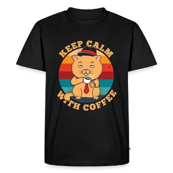 Stay Calm with Retro Coffee - Men's Premium Organic T-Shirt - black - Front - Nico (187cm)