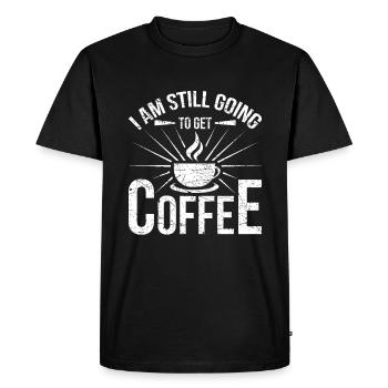 Je vais quand même prendre un café - T-shirt Premium bio Homme - noir - Devant - Nico (187cm)