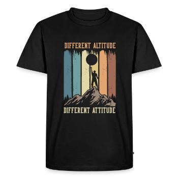Altitude différente, attitude différente - T-shirt Premium bio Homme - noir - Devant - Nico (187cm)