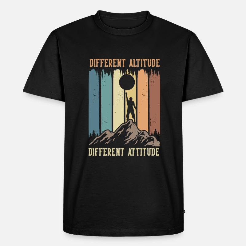 Different altitude different attitude - Männer Premium Bio T-Shirt - Schwarz