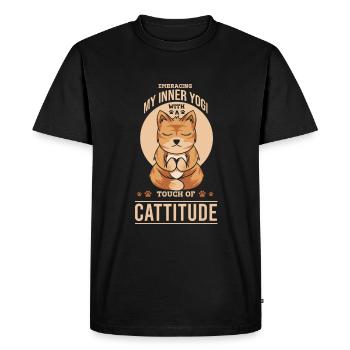 Embrasser le yogi qui sommeille en moi avec une touche de cattitude - T-shirt Premium bio Homme - noir - Devant - Nico (187cm)