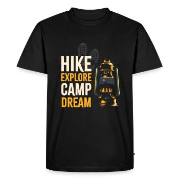 Randonnée, exploration, camp, rêve - T-shirt Premium bio Homme - noir - Devant - Nico (187cm)