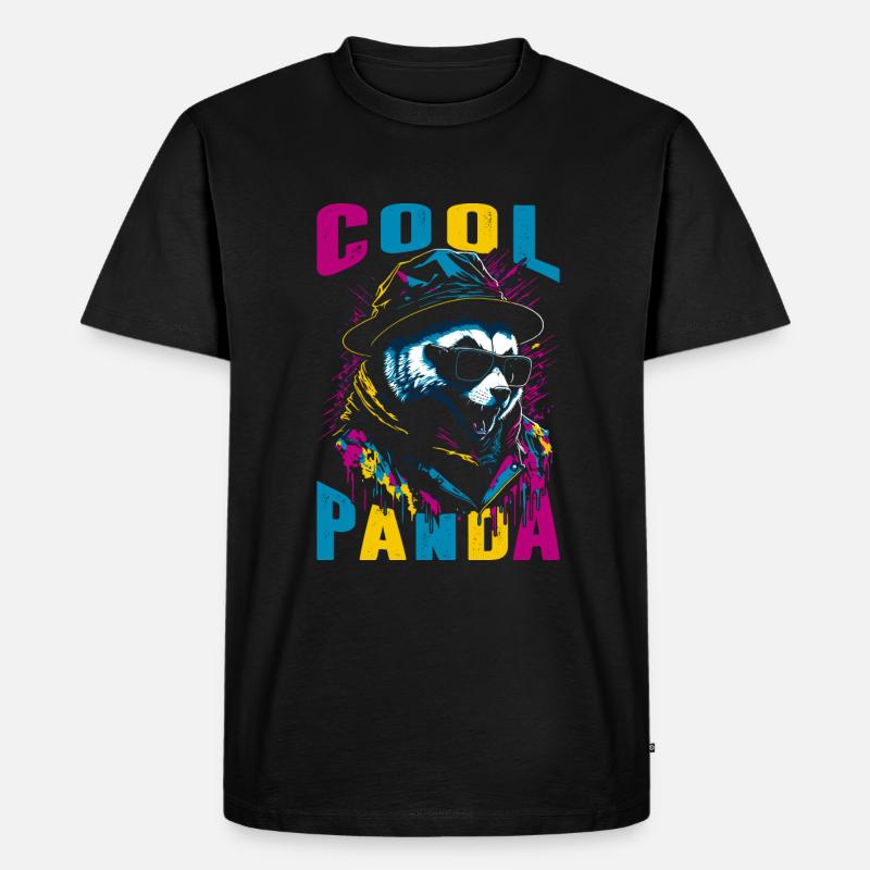 Coole Panda - Männer Premium Bio T-Shirt - Schwarz
