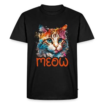 Miaou - T-shirt Premium bio Homme - noir - Devant - Nico (187cm)