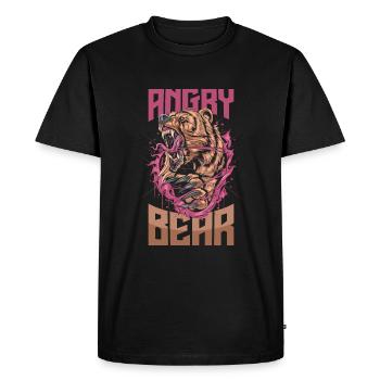 Ours en colère - T-shirt Premium bio Homme - noir - Devant - Nico (187cm)