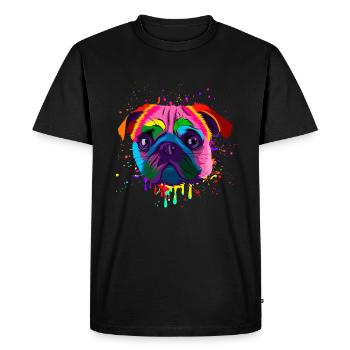 Colorful Pug Head - Men's Premium Organic T-Shirt - black - Front - Nico (187cm)