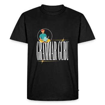 Grammar Guru Teacher Gift School - Men's Premium Organic T-Shirt - black - Front - Nico (187cm)