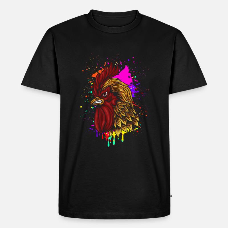Wütender Hahn - Männer Premium Bio T-Shirt - Schwarz