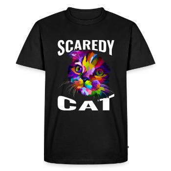 Chat effrayé - T-shirt Premium bio Homme - noir - Devant - Nico (187cm)