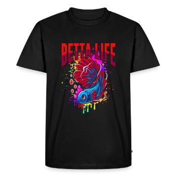 Betta Life - Men's Premium Organic T-Shirt - black - Front - Nico (187cm)
