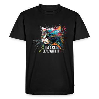 Je suis un chat. Traitez-le - T-shirt Premium bio Homme - noir - Devant - Nico (187cm)