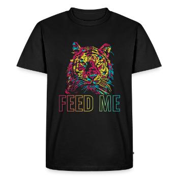 Feed me - Men's Premium Organic T-Shirt - black - Front - Nico (187cm)