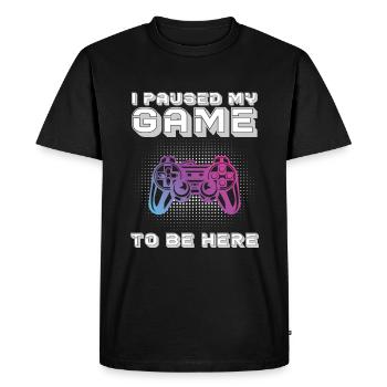 Drôle de joueur qui dit rétro - T-shirt Premium bio Homme - noir - Devant - Nico (187cm)