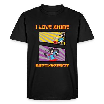 Anime I love funny saying - Men's Premium Organic T-Shirt - black - Front - Nico (187cm)