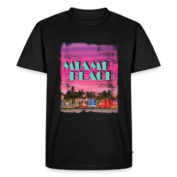 Miami Beach 80 ' s rétro Vaporwave - T-shirt Premium bio Homme - noir - Devant - Nico (187cm)