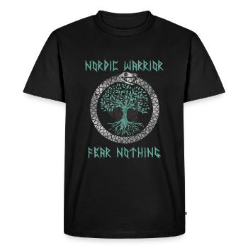 Guerrier viking Yggdrasil Ouroboros - T-shirt Premium bio Homme - noir - Devant - Nico (187cm)