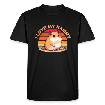 J’aime mon Hamy T-shirt rétro - T-shirt Premium bio Homme - noir - Devant - Nico (187cm)