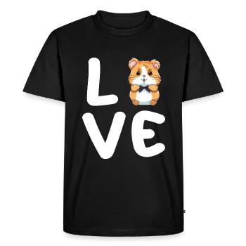 Mignon Hamster Love T-shirt - T-shirt Premium bio Homme - noir - Devant - Nico (187cm)