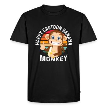 Happy Cartoon Banana Monkey - Men's Premium Organic T-Shirt - black - Front - Nico (187cm)