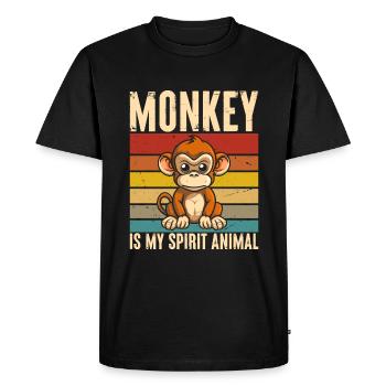 Monkey Is My Ghost Animal Retro - Men's Premium Organic T-Shirt - black - Front - Nico (187cm)